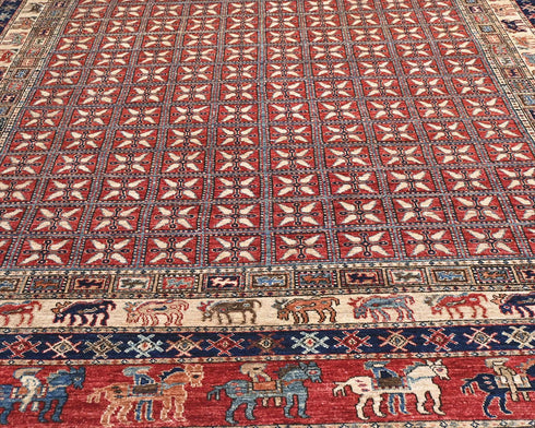 9x12 Ft Rust Aryana Afghan Hand Knotted Veg Dye Wool Area Rug